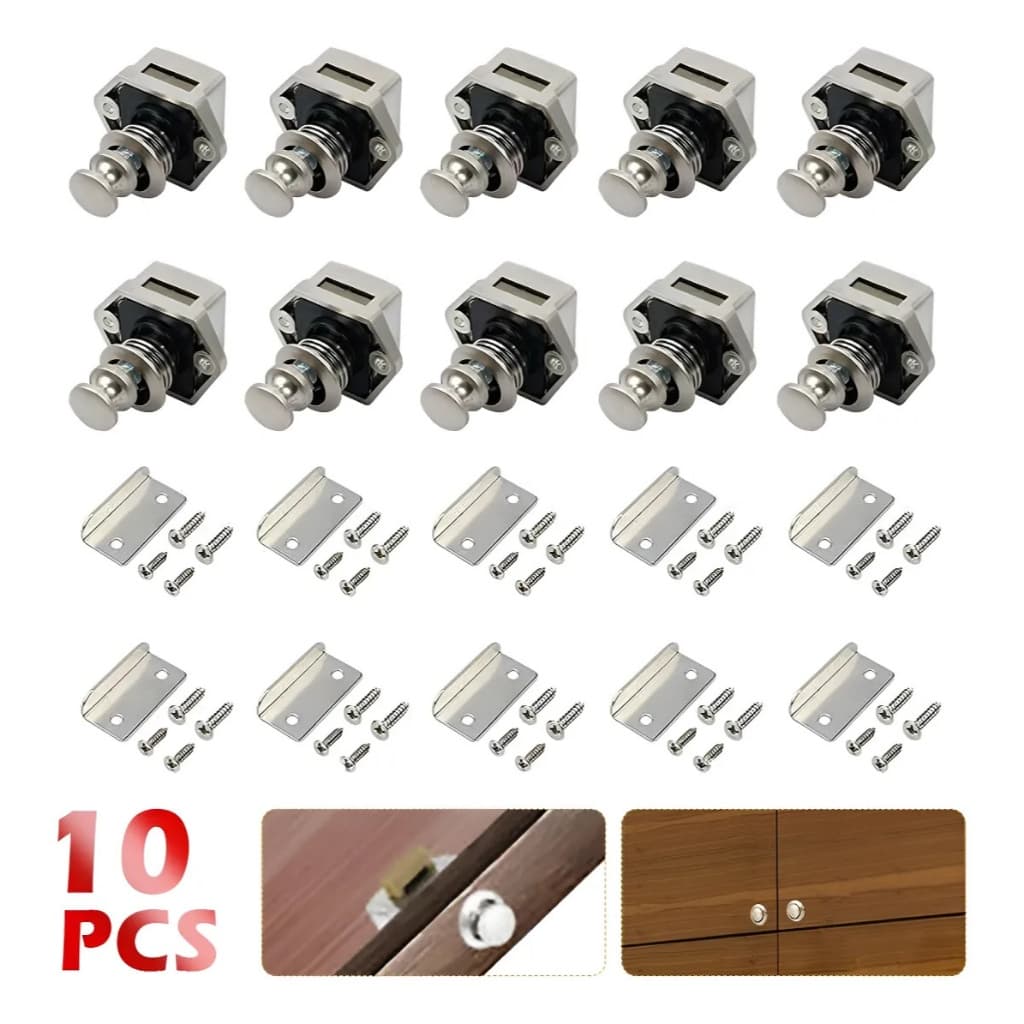 Trava Para Móvel De Veículo, Barco E Van - Kit 10 Push Lock Prateado