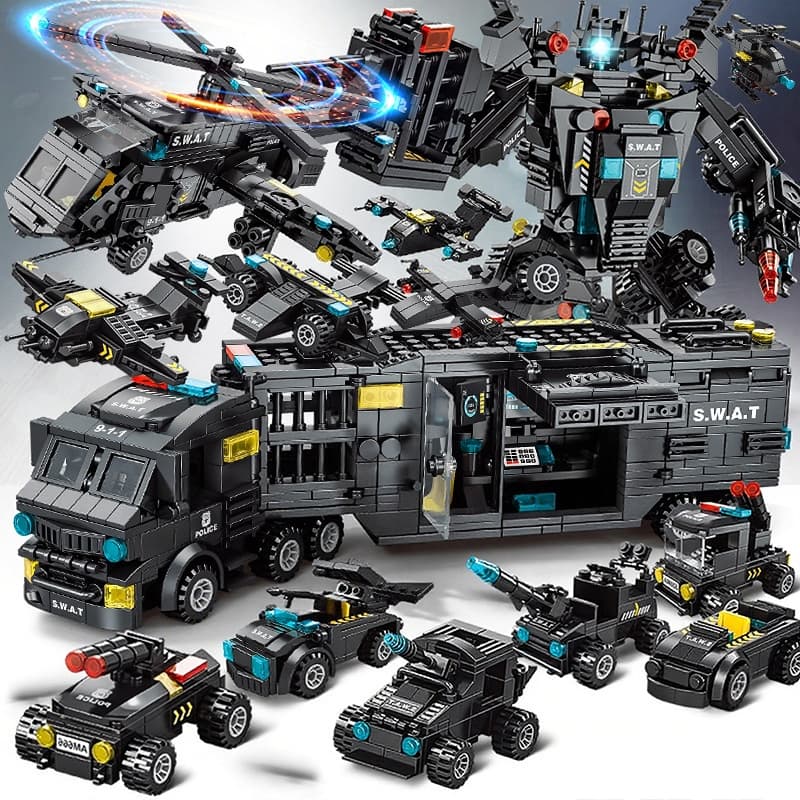 700 Peças Bloco De Construção Brinquedo Polícia mecha Carro De Estilo Combinação Presente Infantil