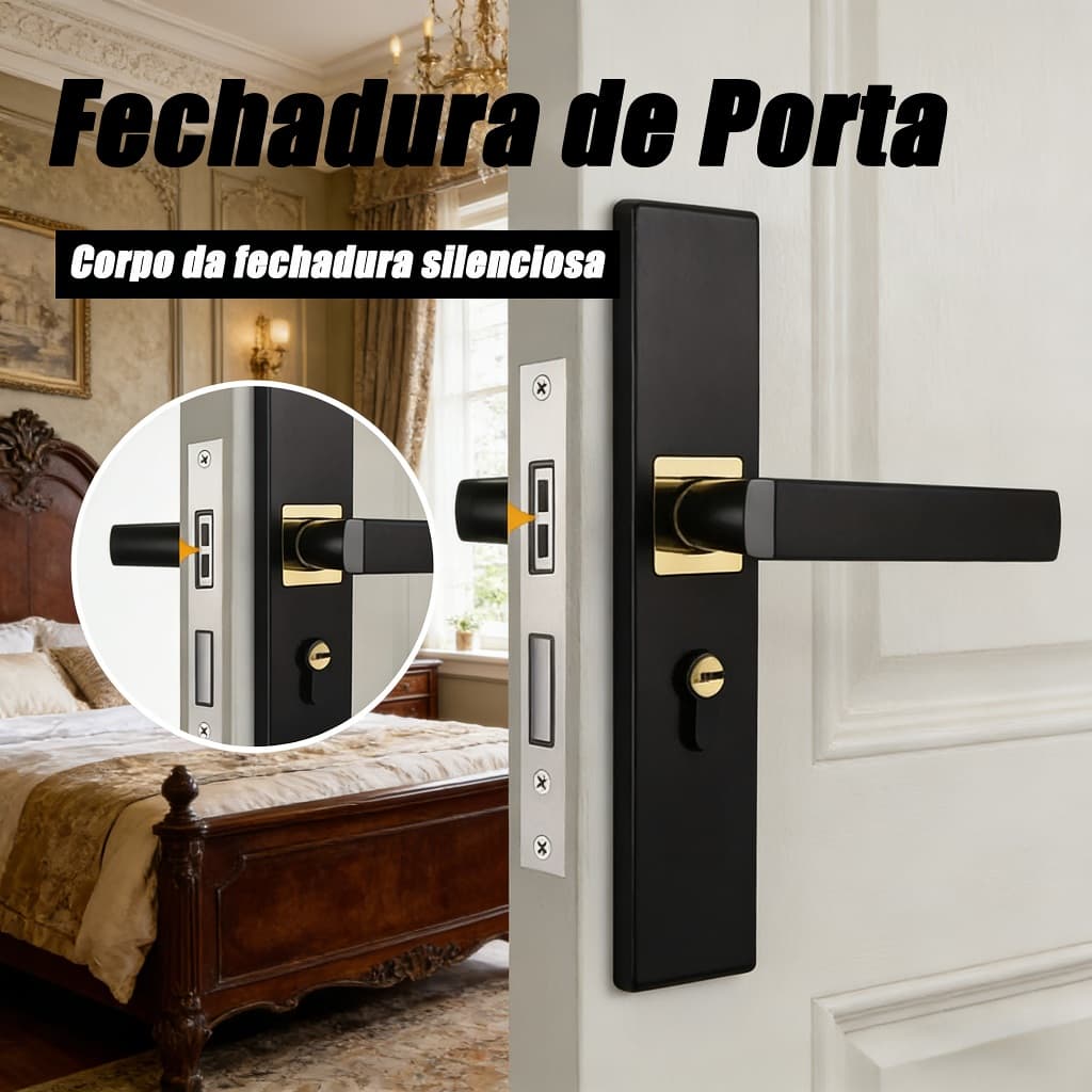 Fechadura De Segurança De Porta De Metal , Mecânica Antirroubo Com Chaves Maçaneta Entrada Para Quarto E Banheiro