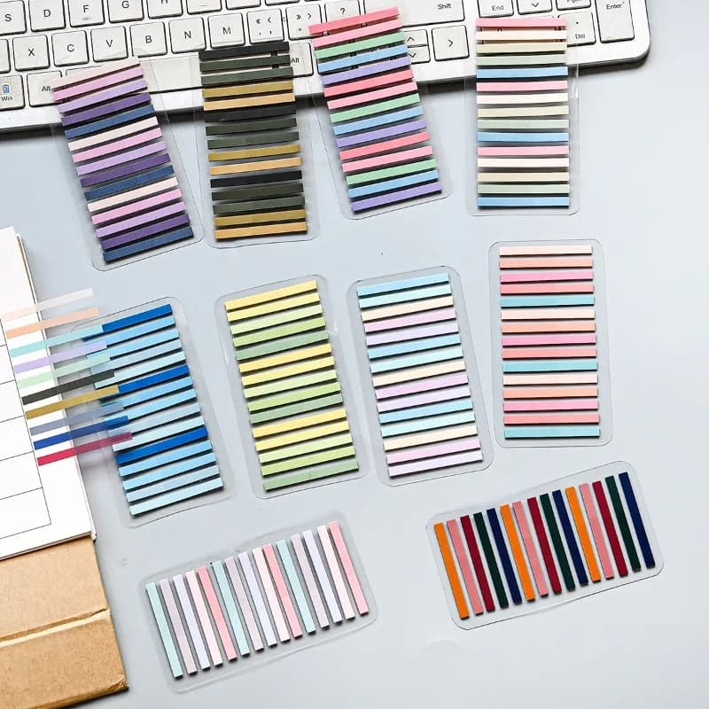 300 Folhas Notas pegajosas ultrafinas, marca de chave de leitura de estudante, retrô, transparente, notas pegajosas