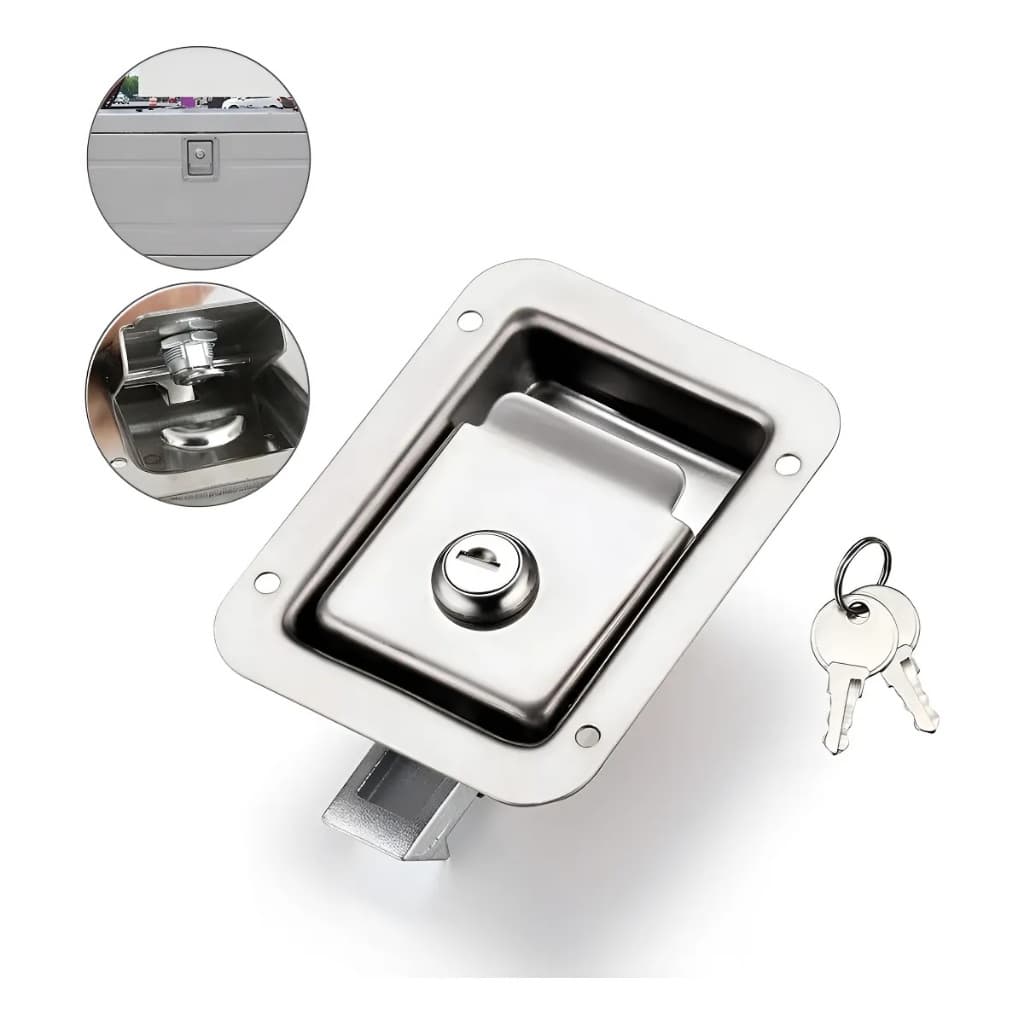 Fechadura Porta Inox Bau Maleiro Furgão Motor Home Onibus