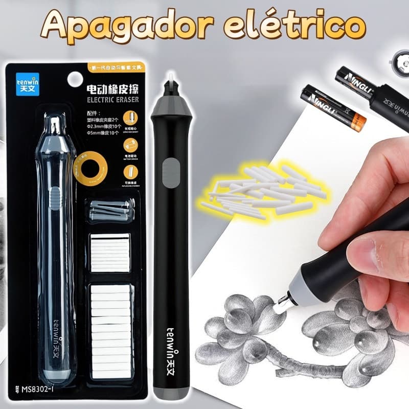 Borracha Elétrica Para Lápis Borracha Elétrica Com diferente Refil Para Arte Estudante