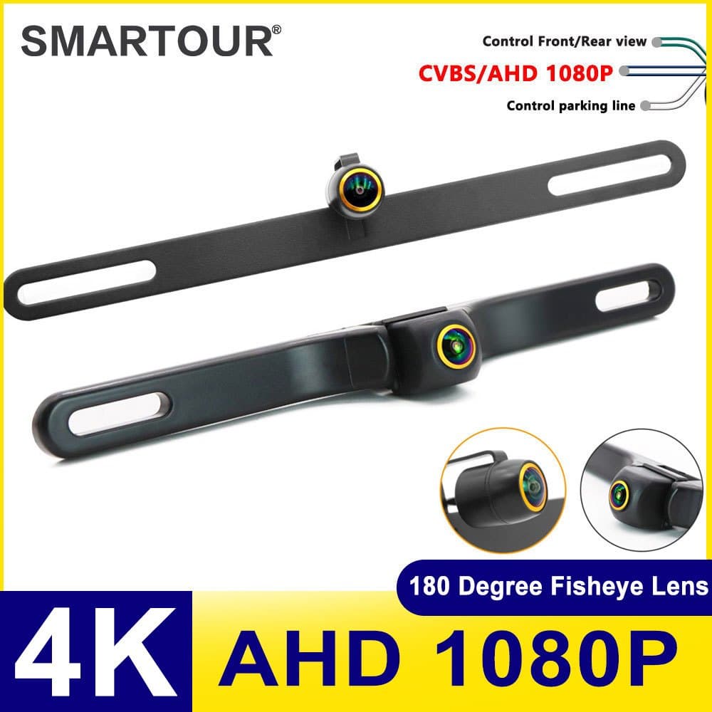 180 ° Câmera De Visão Traseira Do Carro 4K 1080P Quadro Da Placa De Licença Noturna Backup Reversa À Prova D'água