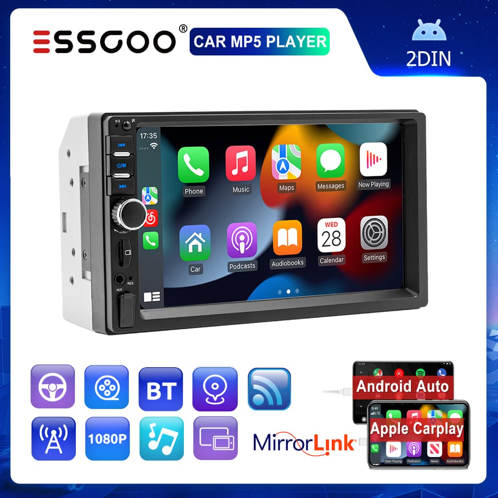 (Do São Paulo) ESSGOO 7018B Versão Atualizada carplay Rádio Para Carro 7 " HD 2 Din MP5 Player Bluetooth Estéreo