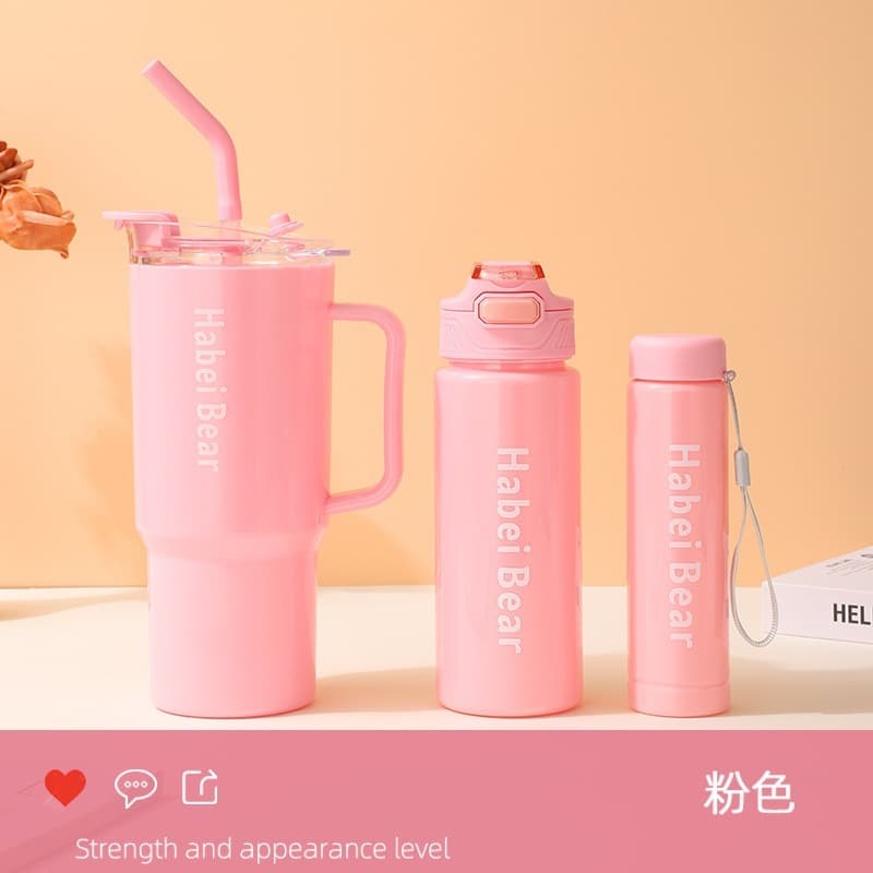 Kit 3 Garrafa Copo Tendência Agua Squeeze Com Adesivos Lembretes beber Agua