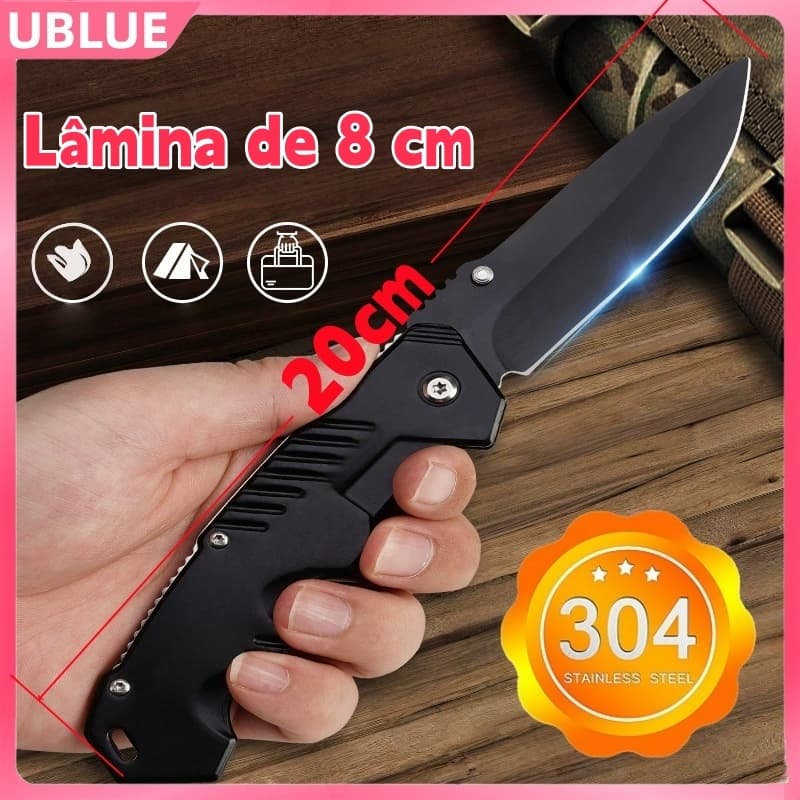 20cm Canivete Dobrável Aço Inox Afiado Corte Preciso com Clip de Bolso Cozinha Acampamento