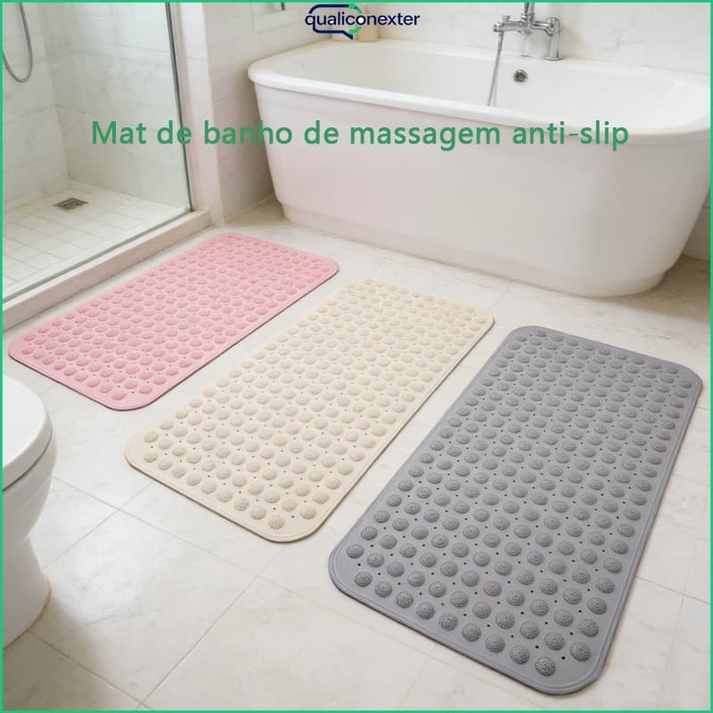 Tapete de massagem para pés de banheiro, ventosa, drenagem rápida antiderrapante-36 x 70 cm