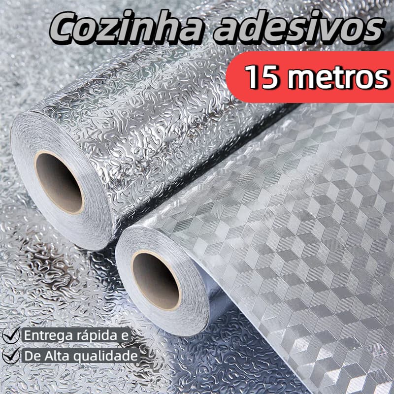 5/10/15 Metros Papel De Alumínio Rolo Adesivo Prova Da Agua Para Cozinha Adesivo Impermeável Protetor Fogão Armário