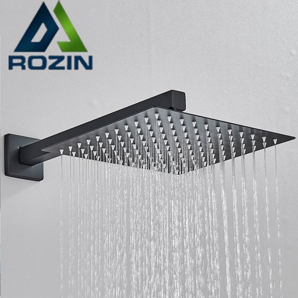 Chuveiro De Banho Cromado/Quadrocóptero Preto Inoxidável 304 20/30 cm Com Laço 35cm