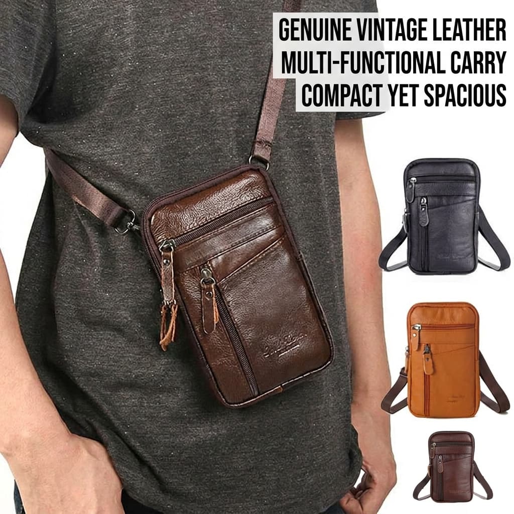 Mini Bolsa De Ombro De Couro Multifuncional Masculina – Capa De Telefone Crossbody E Peito Presente De Transporte Diário