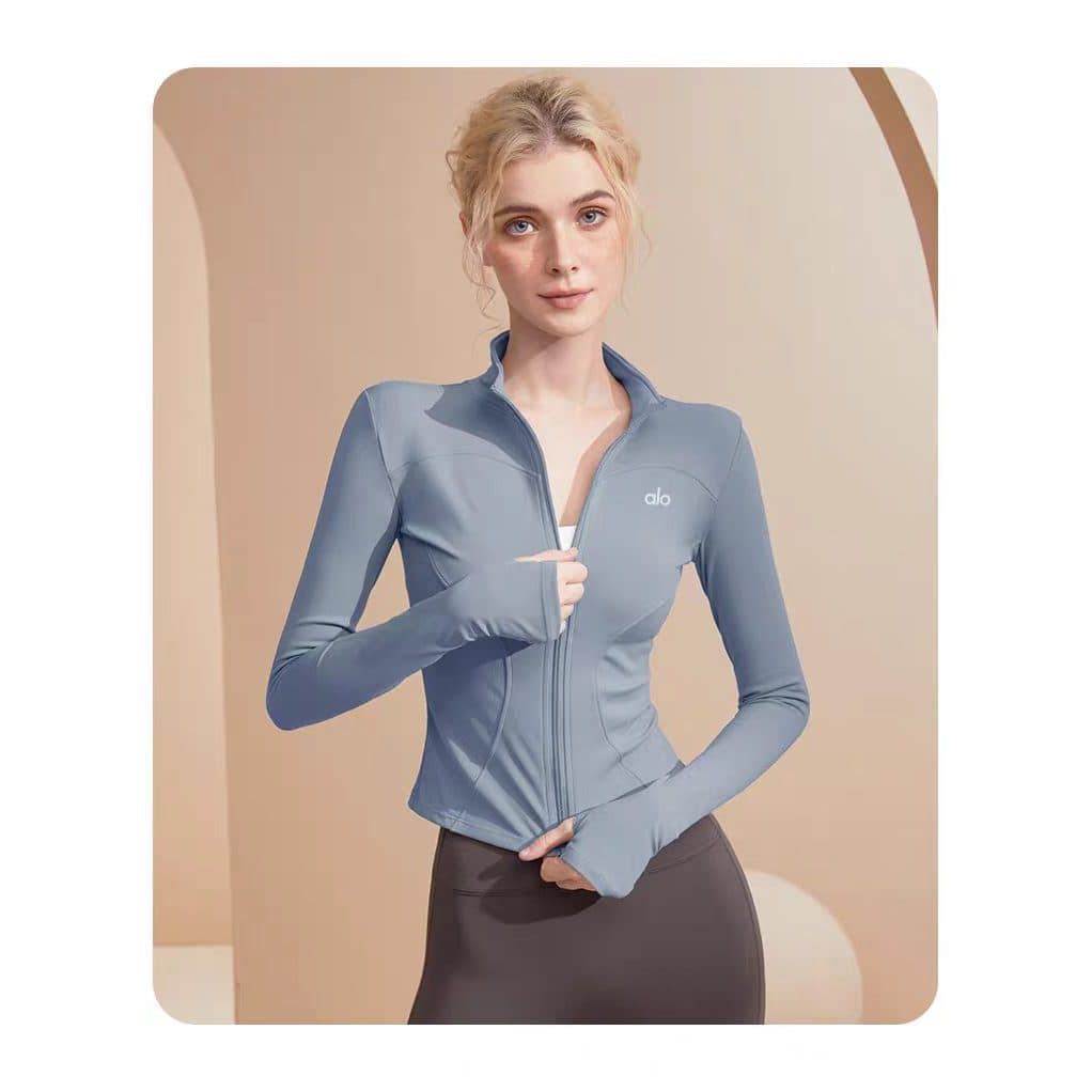 Al.yoga jaqueta esportiva feminina de cintura estreita roupas de yoga apertado superior gola alta Lucy mesmo estilo roup