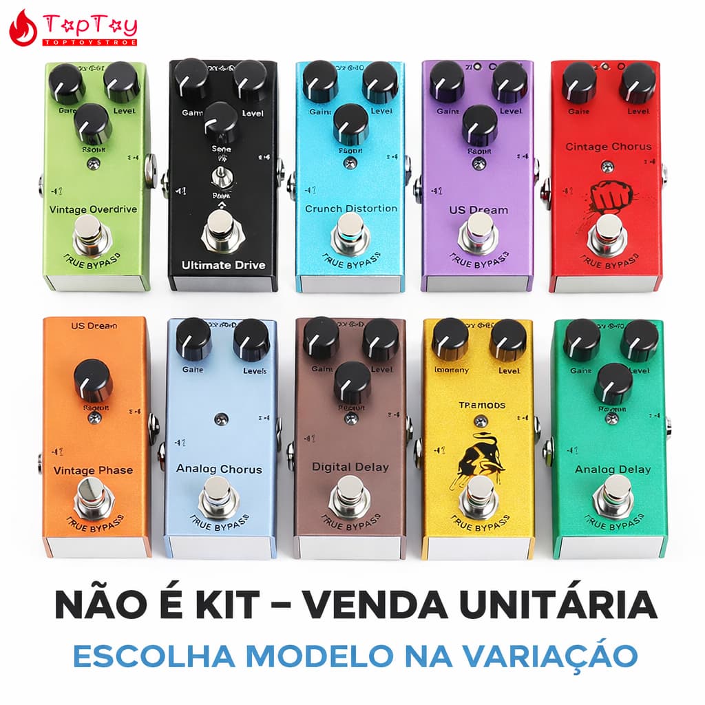 Pedal de Efeito Guitarra Elétrica Metal Distortion Mini Chorus Overdrive Tremolo Fase Profissional DC9V