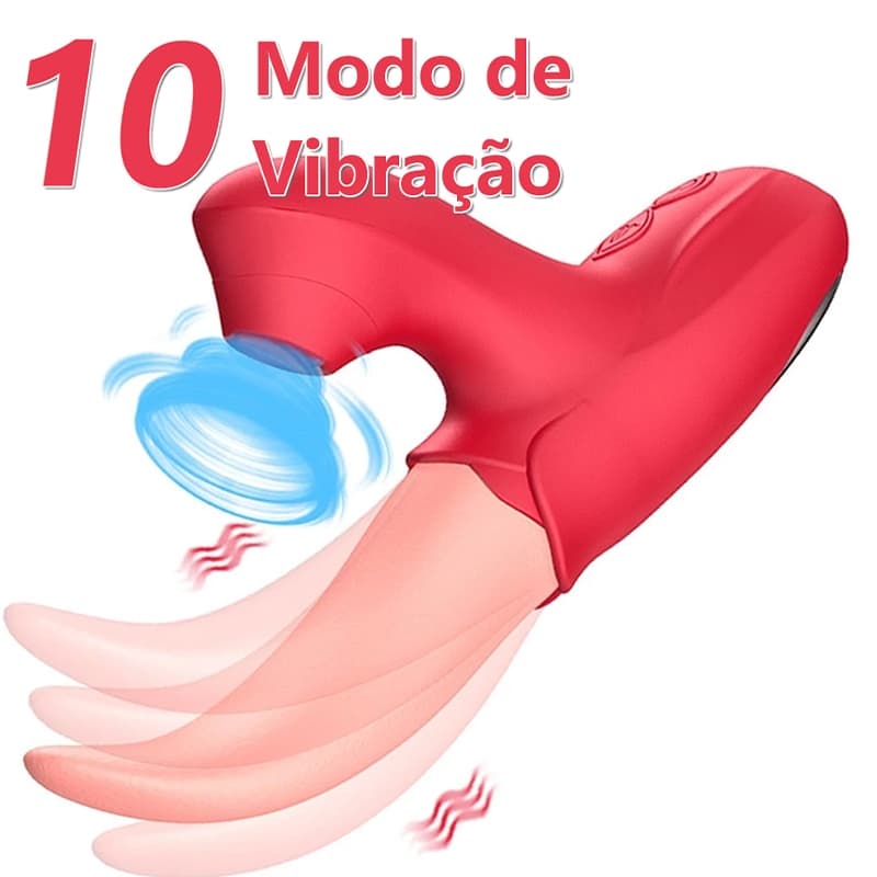 Lambendo e Vibrando Vibrador Femininos 3 em 1 vibração e Sucção Formato de Língua-10 modelos