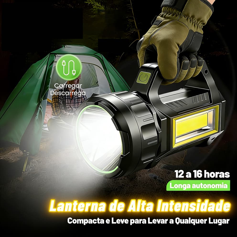Lanterna LED Recarregável 150000LM Solar USB 30W 20000mAh Longo Alcance IPX4