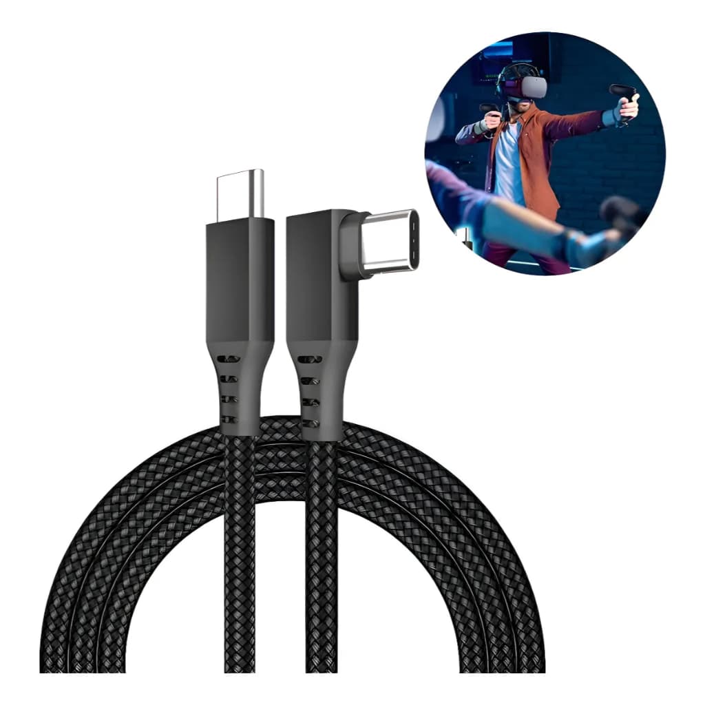 Cabo Compatível 1 E 2 Vr 5 Metros Link Para Quest Cabo Link Preto