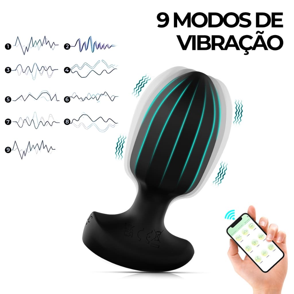Vibrador De Plugue Anal Controlado Por Aplicativo , 9 Modos De Vibração , Recarregável USB , Embalagem Discreta
