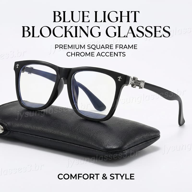 Óculos De Armação Grande Quadrada Com Bordas Grossas Estilo Retrô Para Homens E Mulheres Anti-Luz Azul