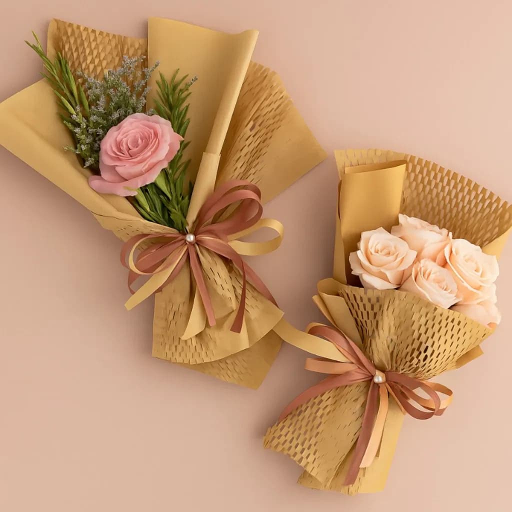 Uniwity Papel Colmeia Kraft 50x50cm Buquê Florista Embalagem Presente Arranjos – Kit 10 folhas