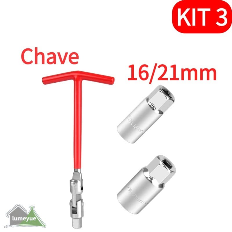 Chave de vela articulada Lugatools para automóveis com 2 soquetes (16/21mm).