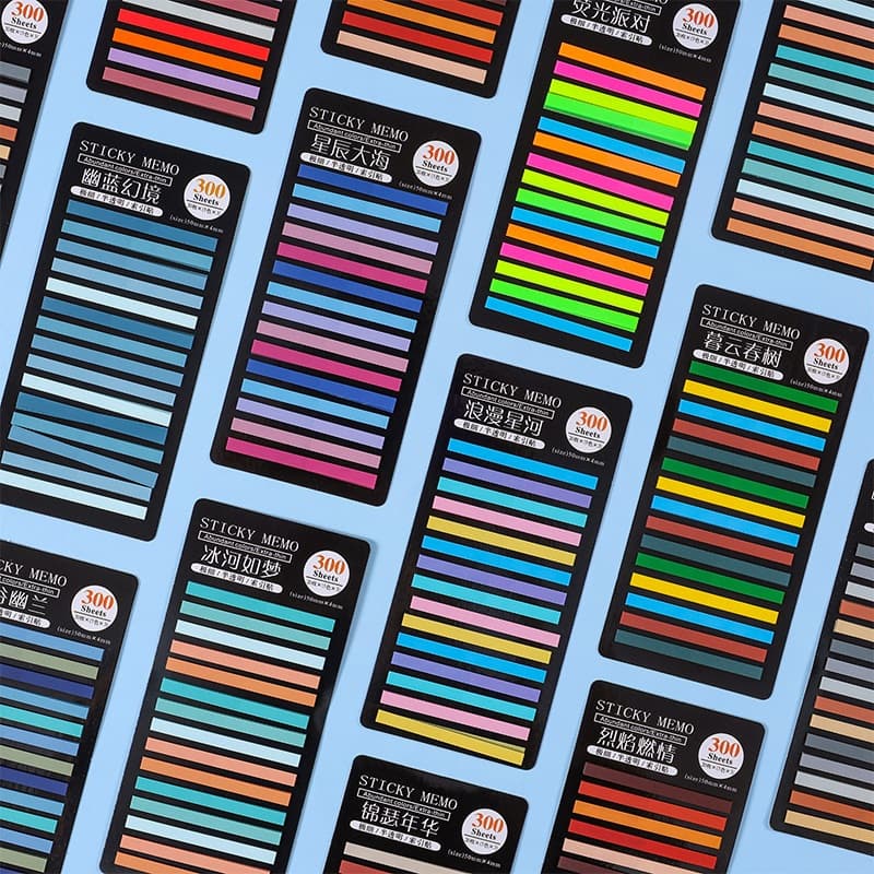 300 Folhas Tiras Translúcidas Coloridas PET Índice Adesivo Nota Destaque Marca Adesivos Assuntos Marcadores Estudante
