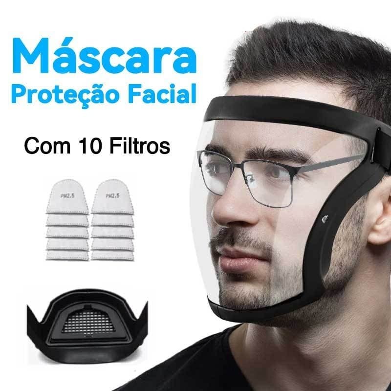 Máscara Transparente com Filtro Substituível | Inclui 10 Filtros PM2.5 | Proteção contra Poeira e Poluição
