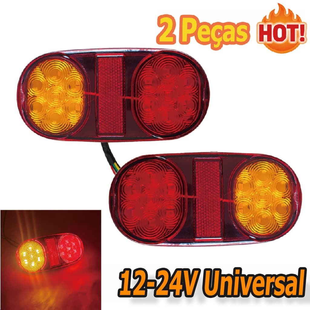 2 Peças Lanterna Traseira Universal Led Alta Potência 12-24V Para Reboque Caminhão Carreta Sinaleira