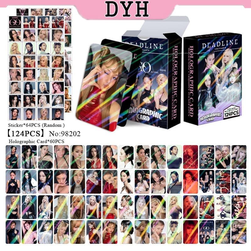 124 Pçs/Caixa BLACKPINK Photocards ROSE Cartão LOMO Holográfico JENNIE LISA Adesivo De