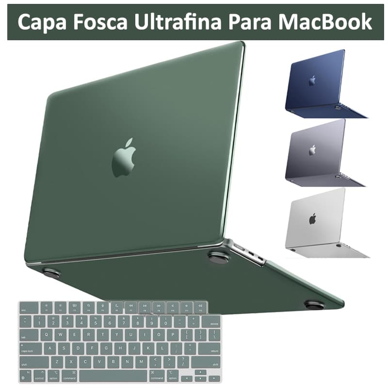 Capa ultrafina fosca para Macbook Air (M5, M4, M3, M2, M1) compatível com os modelos Pro de 13, 14 e 16 polegadas.