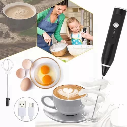 Mini Mixer Misturador Elétrico 2 Em 1 Recarregável Batedor De Ovos Leite Café [POTENTE]