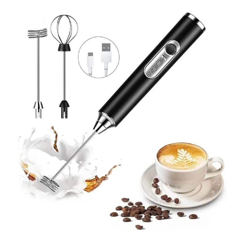 Mixer De Mão Elétrico Espumador De Leite Cafe E Whey Protein Inox Recarregável