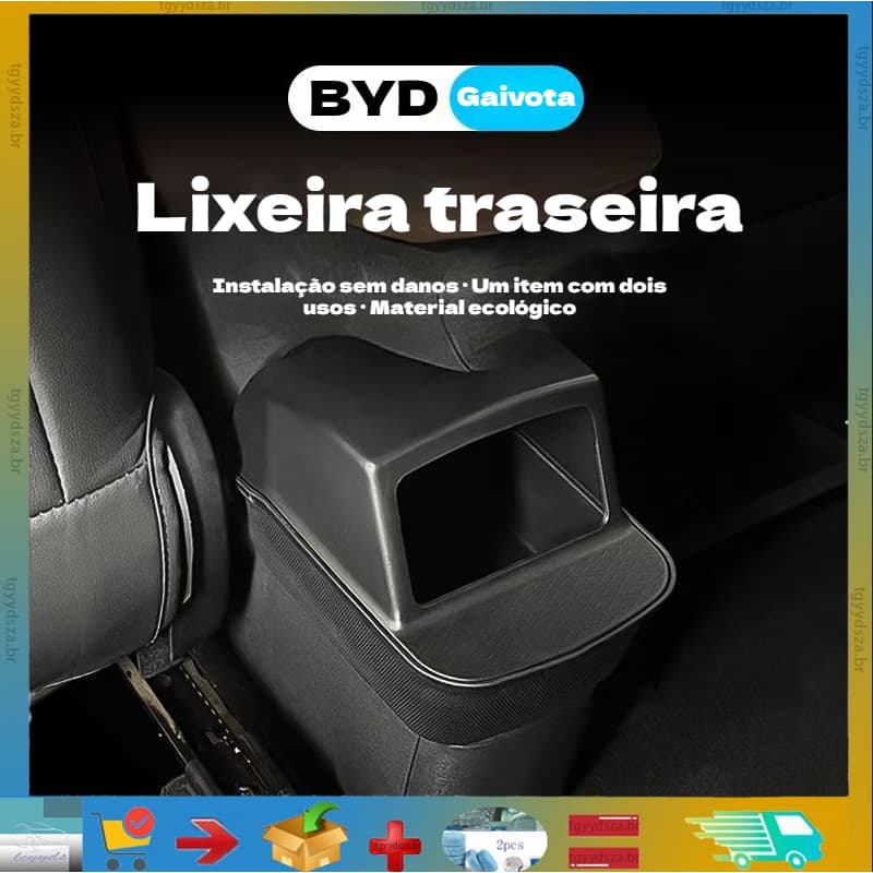 Caixa de armazenamento de material ABS adequada para BYD Seagull, suporte para copos traseiro do assento, lixeira