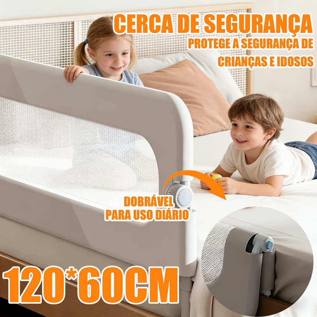 Grade de Cama com Proteção Infantil Idosos Bebê com Tela de Segurança 1,2m