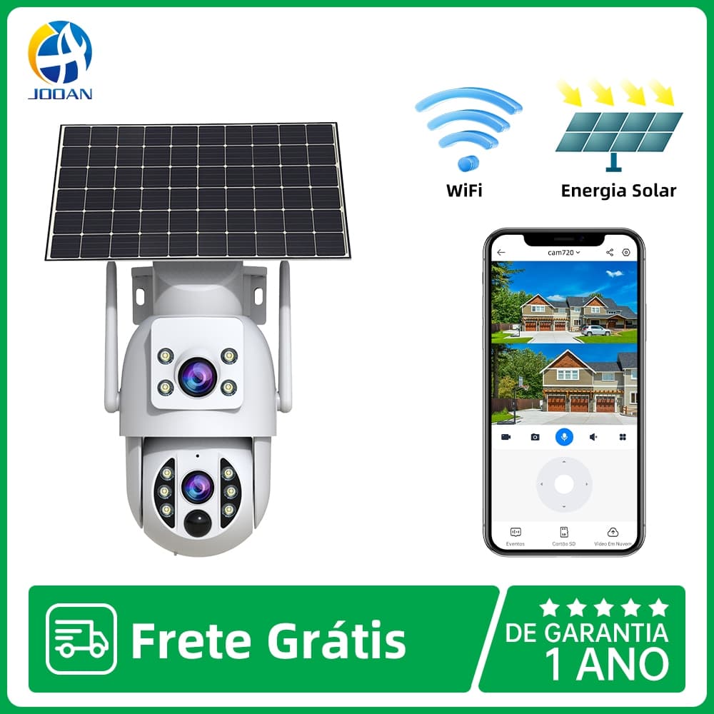 JOOAN Câmera Solar Lente Dupla WiFi IP66 À Prova D ' Água Ao Ar Livre Visão Noturna de segurança