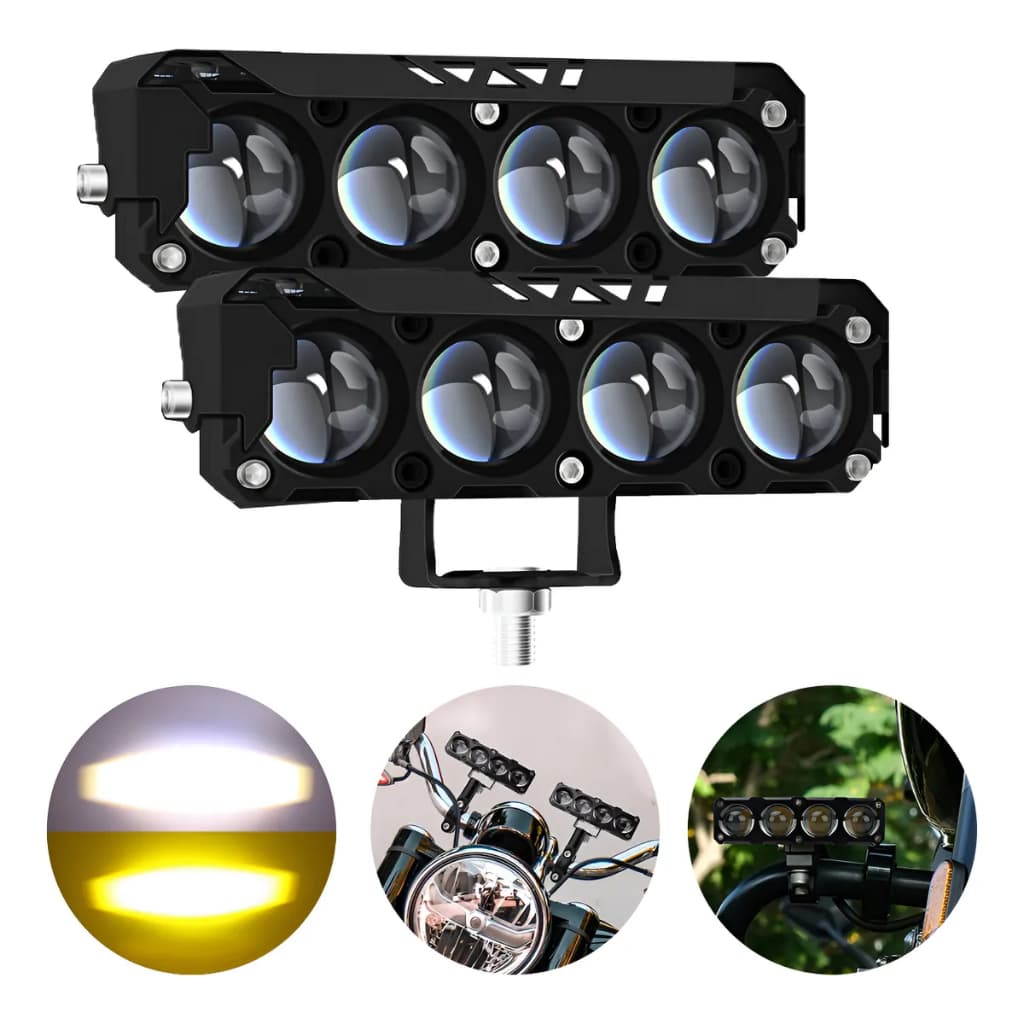 Par Farol Milha Moto Led 4 Projetor Auxiliar Neblina Lampada