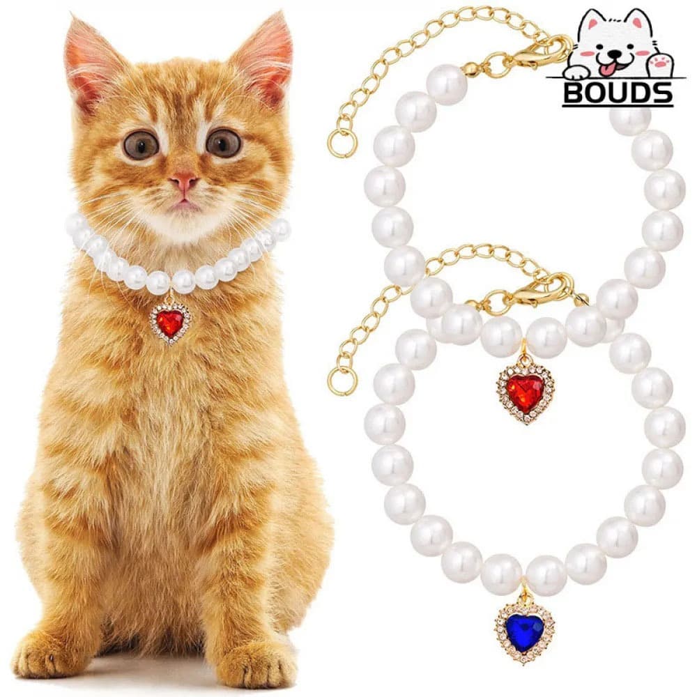 Colar de pérolas de gato, pingente de acrílico colorido, coleira de gato, acessório para cães