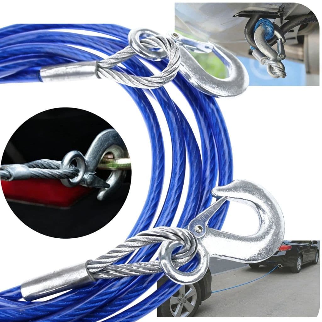 Cabo De Guincho Reboque Reboca 5m 7T Carro Aço 10mm Moto/carro/caminhonete C/ Gancho