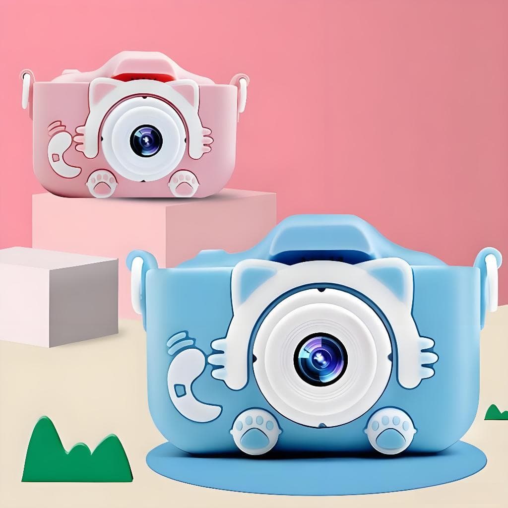 Mini Câmera Infantil de Vídeo Digital Gatinho com Estojos de Silicone para Crianças Video Jogos Fotos