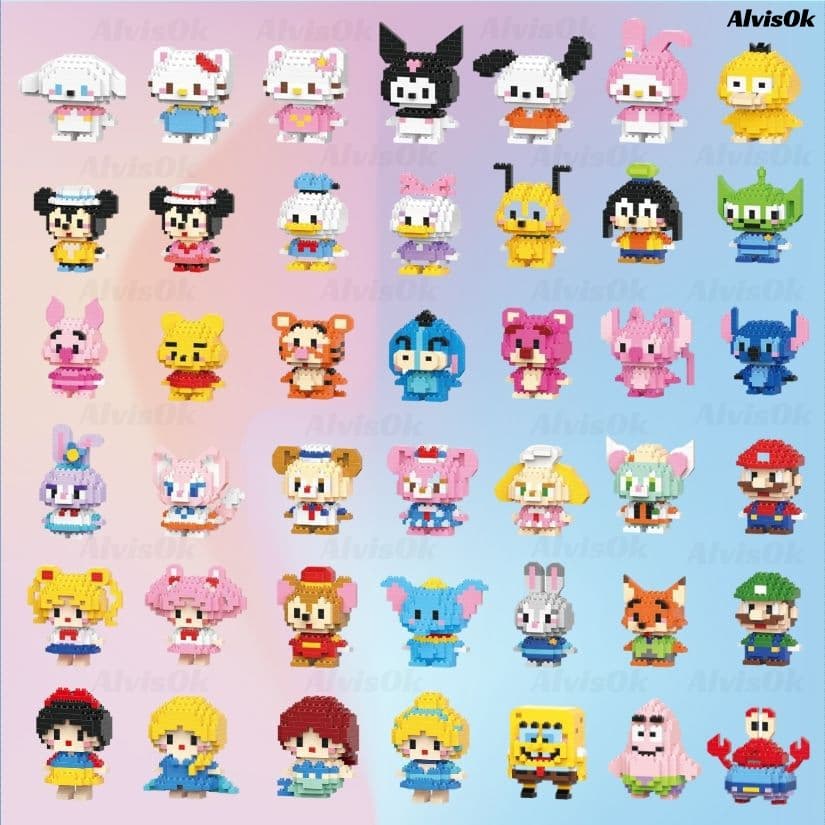 Brinquedo Blocos de Montar Infantil Brinquedo Educativo Animais De Brinquedo Anime Mini Brinquedos