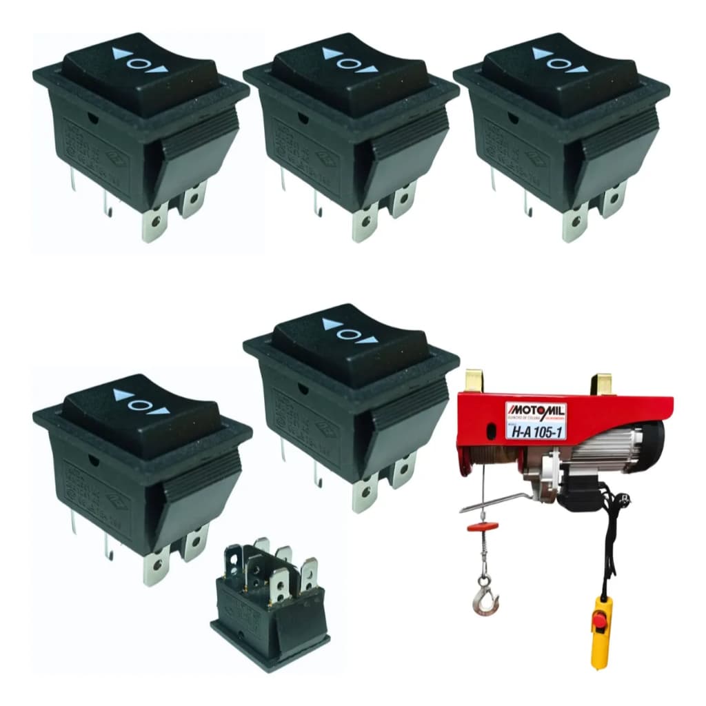 Kit 5 Botão Chave Do Guincho Liga/Desliga/Ligado Motomil Preto