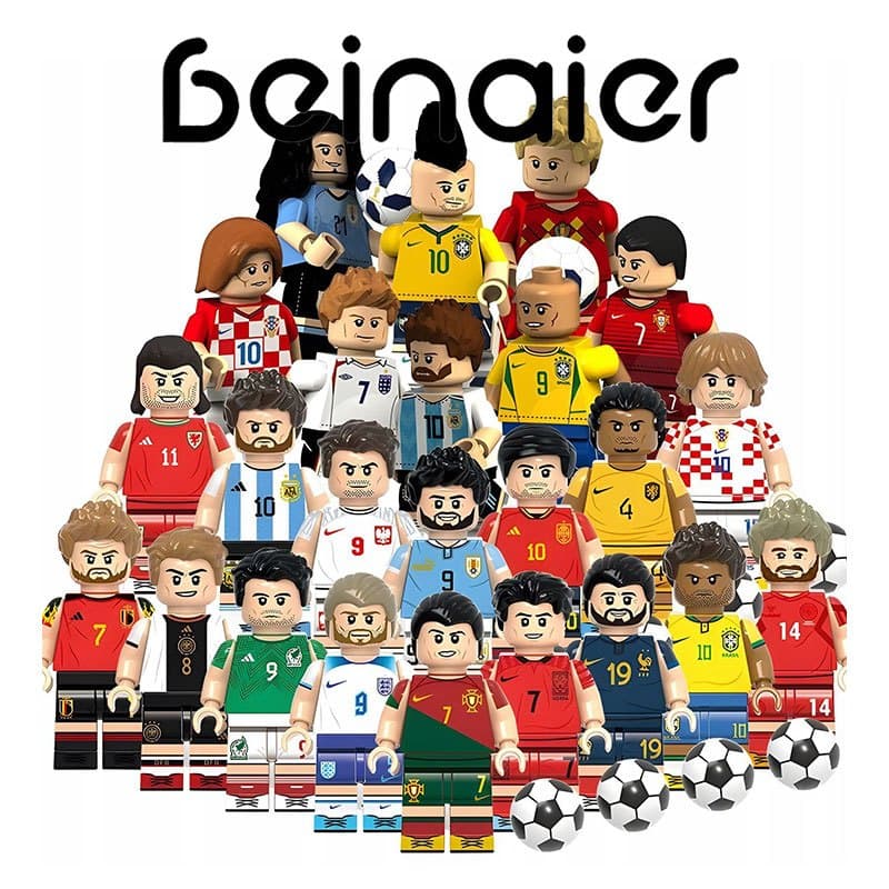 Beinaier Mini Figuras de Blocos de Jogadores de Futebol - Brinquedo Presente de Aniversário RZJM-21
