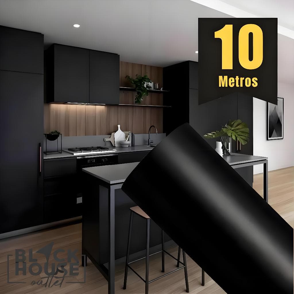 Papel Adesivo Preto 2/5/10 /15 ou 20 METROS X 45CM Adesivo Para Parede Moveis Geladeiras Eletrodoméstico