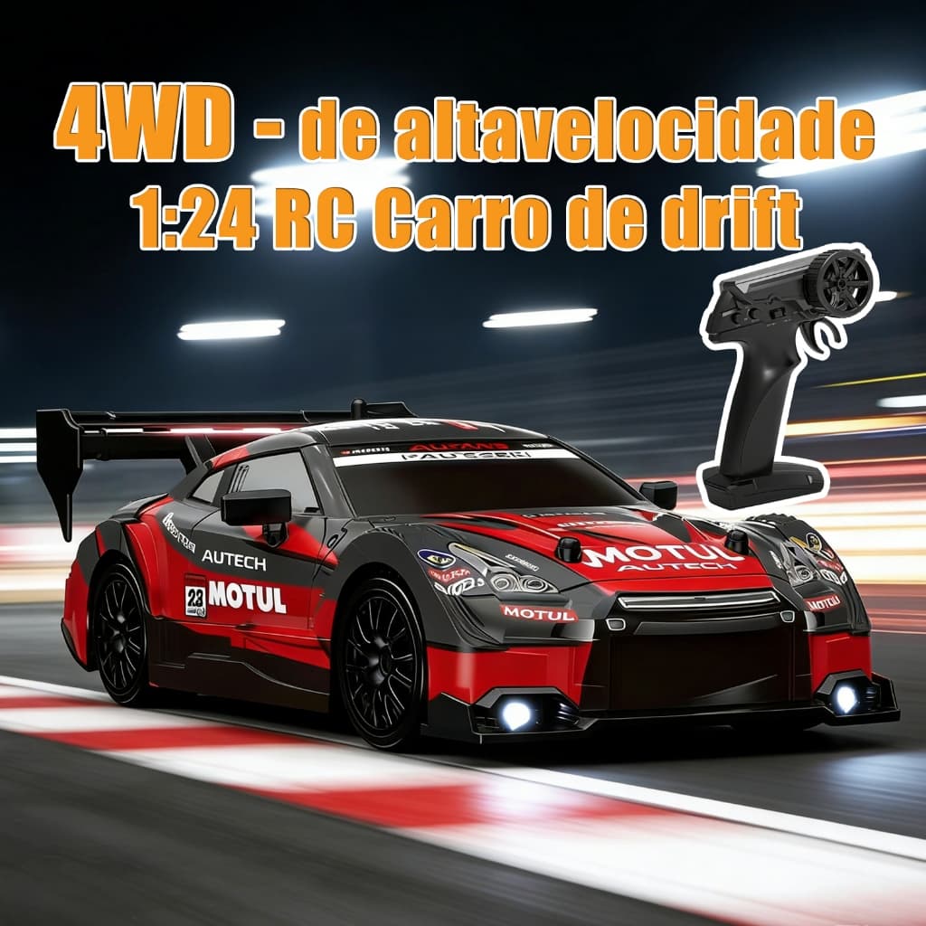 1:24 Drift Racing Car GTR , 2.4G 4WD-Drift Controle Remoto RC Full Scale Mustang Carro de corrida , Brinquedos de menino