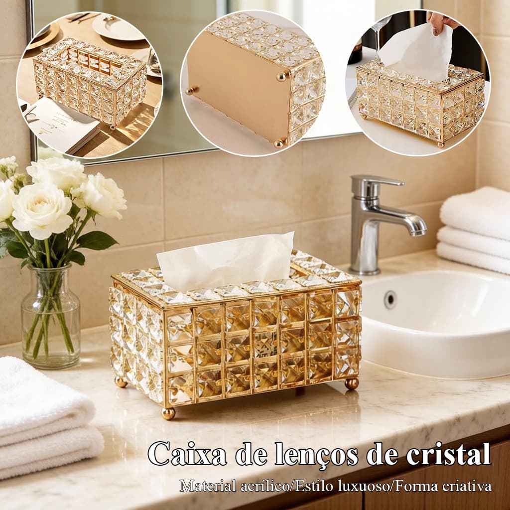 Caixa De Lenços De Luxo Em Estilo Europeu,Com Design Lapidado Em Diamante,Feita De Acrílico,Para Sala De Estar E Quarto