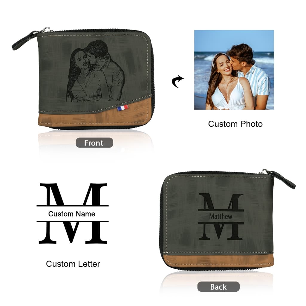 Carteira Com Zíper Foto Personalizada , Imagem E Texto , Presente Para Esposa , Família , Lembrança De Memória