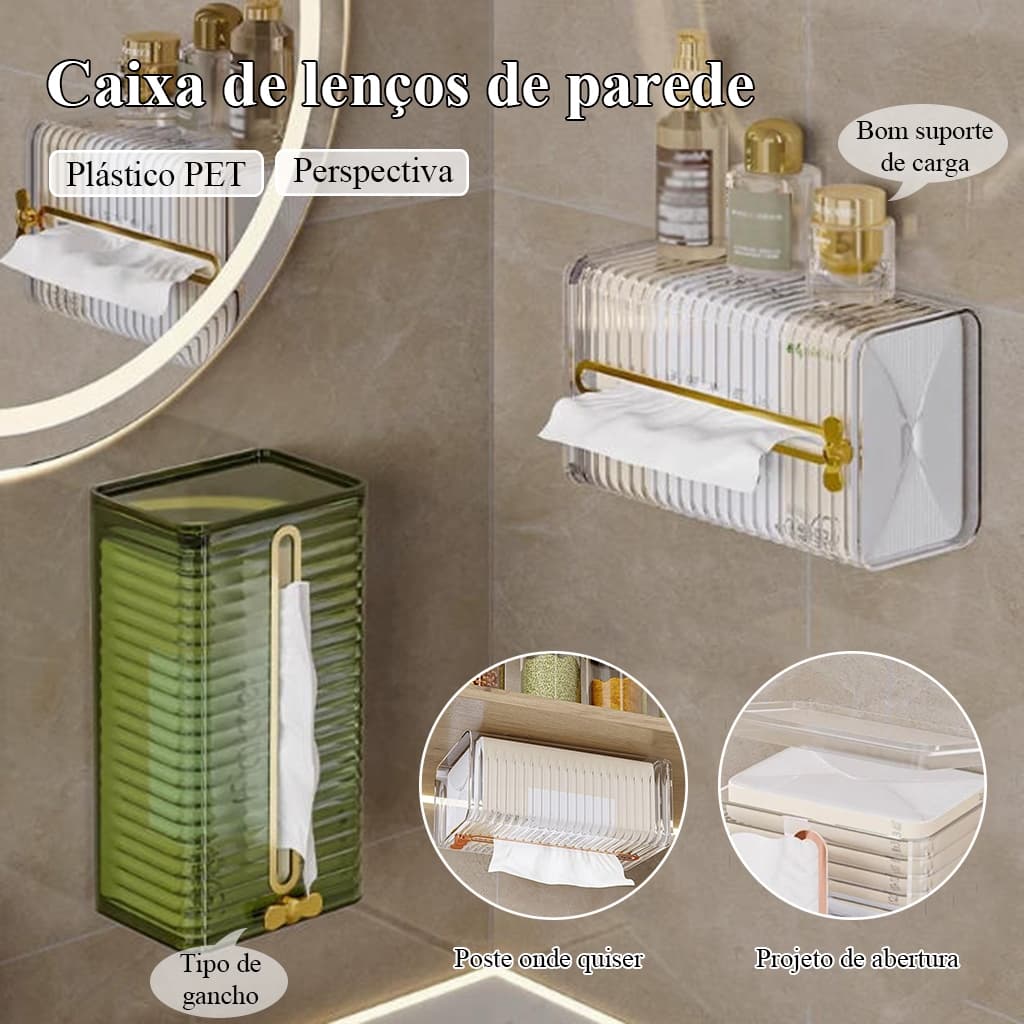 Porta Lenços Papel Interfolha Caixa Plástico Cristal Transparente nstalação De Parede Resistência