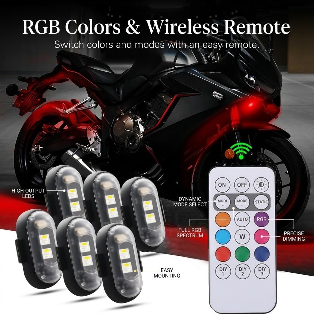 Luzes Estroboscópicas LED RGB Sem Fio Para Aeronaves E Motocicletas Como De Posição De Advertência Anticolisão Essenciai