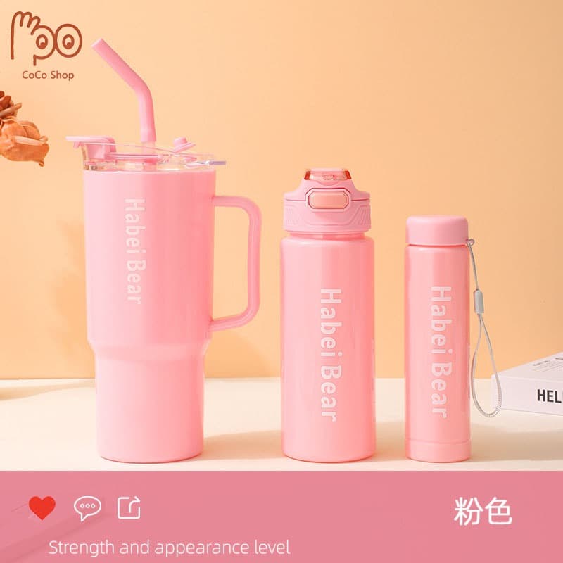 Kit 3 Garrafa Copo Tendência Agua Squeeze Com Adesivos Lembretes beber Agua