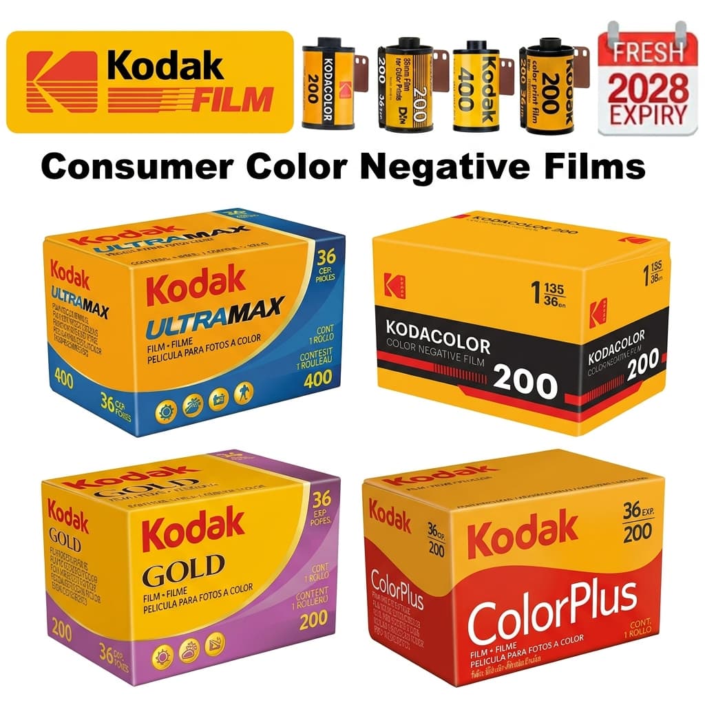 Pelicula Kodak 35mm Com Estampa Colorida Ultramax 400 Cores Dourados 200 ColorPlus 200 Kodacolor 200