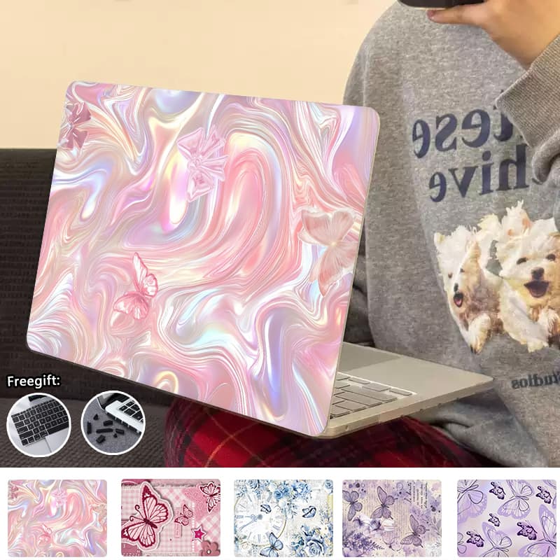 Capa De Impressão Com Design De Borboleta Para 2026 Macbook Neo A3404 Air15 M5 A3448 Air13 M5 A3449 Pro14 M5 A3434 Pro14