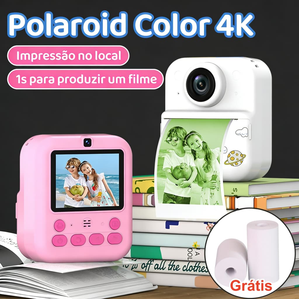 Câmera De Impressão Instantânea Infantil Vídeo Fotografia Digital HD Impressora Térmica Papel Fotográfico de Brinde